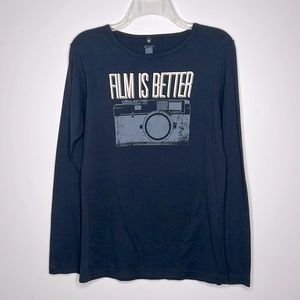 Green 3 “Film Is Better” Long-Sleeve Tee Black Size M